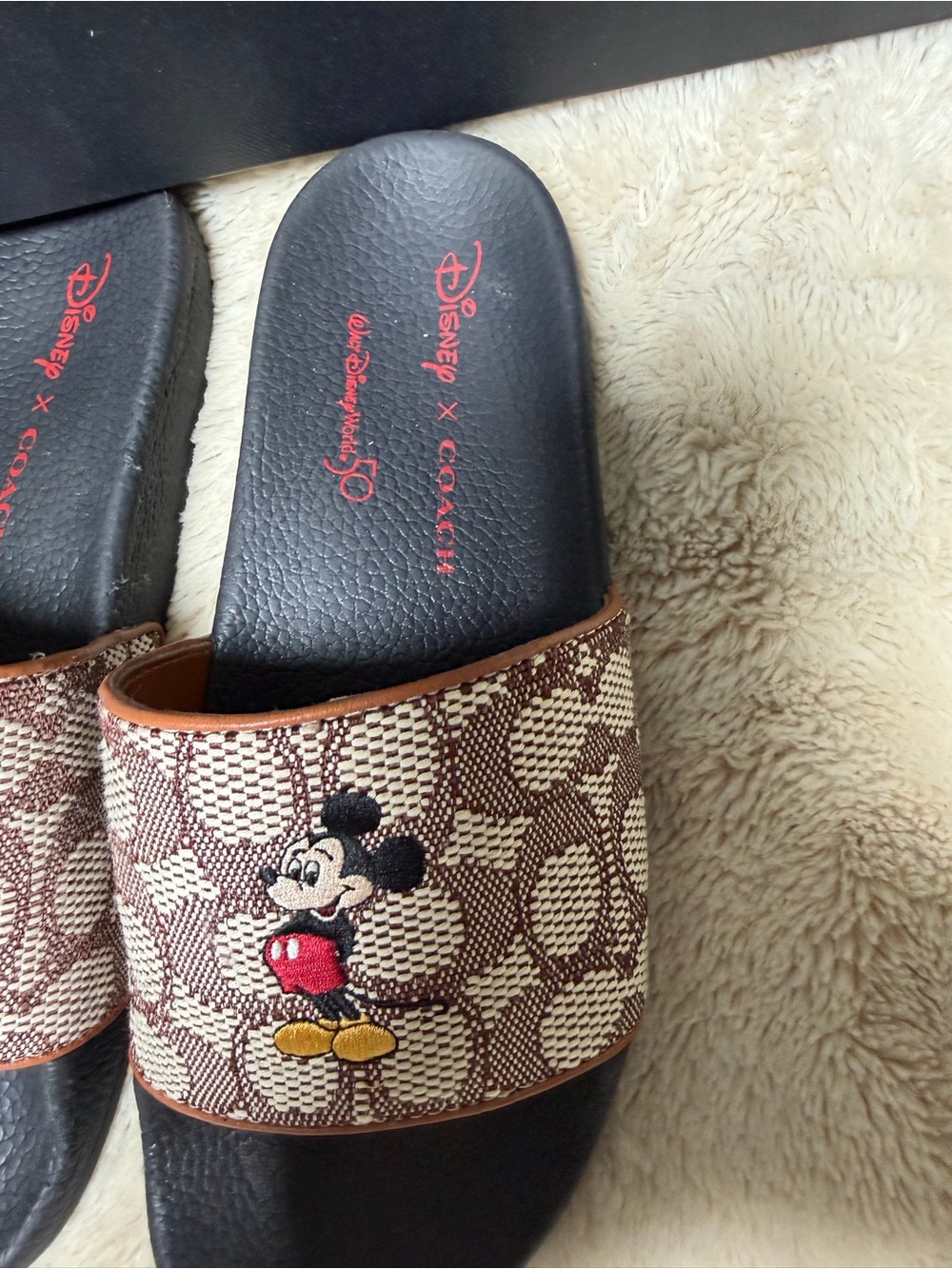 Coach x Disney Mickey Mouse Brown Slide Sandals for woman
